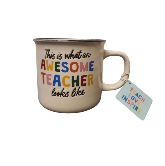 NWOT Multicolor Ceramic Teacher Mug - Picture 1 of 7